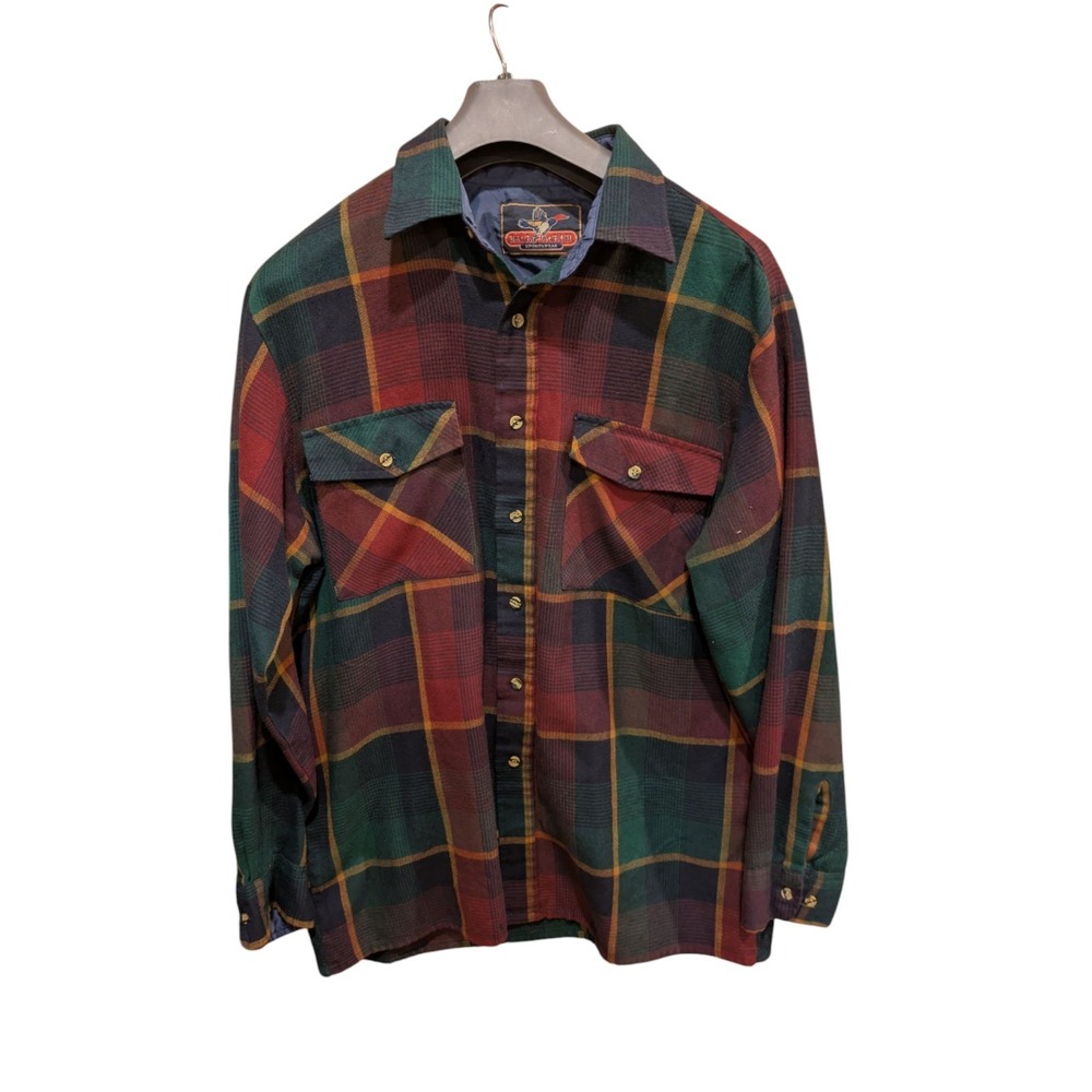 Backpacker Sportswear Long Sleeve Button Up Plaid 100% Acrylic Feels Like‎ Wool